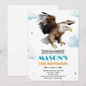 Invitation thème fête d'anniversaire aigle (Devant / Derrière)