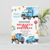 Invitation thème fête d'anniversaire camions (Debout devant)