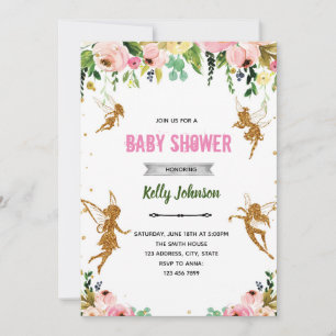 Invitation thème fête de bébé jardin féerique