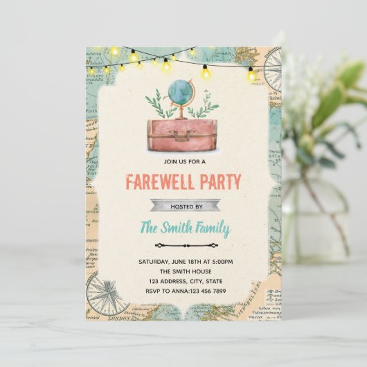 Invitation thème fête de départ (Debout devant)