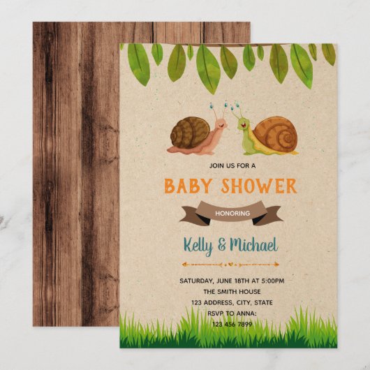Invitation thème fête escargot (Devant / Derrière)