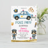 Invitation thème fête fille de police (Debout devant)