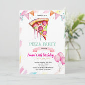 Invitation thème fête fille pizza (Debout devant)