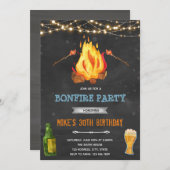 Invitation thème feu de jardin et bière (Devant / Derrière)