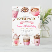 Invitation thème fille anniversaire café (Debout devant)