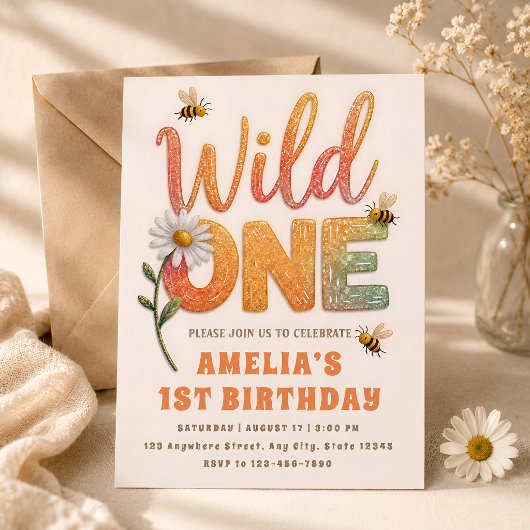Invitation Thème Fille Anniversaire Daisy Bee