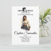 Invitation thème Fille Pirate (Debout devant)