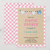 Invitation thème fille pour shower de couches (Devant / Derrière)