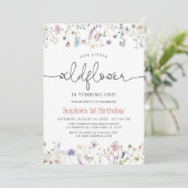 Invitation Thème fleur sauvage Baby Girl 1er anniversaire (Debout devant)