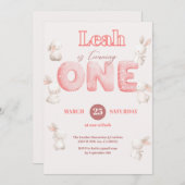 Invitation Thème fleur sauvage Fille 1er anniversaire (Devant / Derrière)