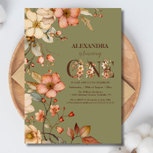 Invitation Thème fleur sauvage Fille 1er anniversaire
