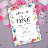 Invitation Thème fleur sauvage Fille 1er anniversaire Floral 
