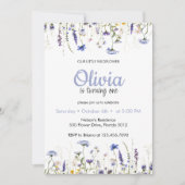 Invitation Thème fleur sauvage Fille 1er anniversaire Invitat (Devant)