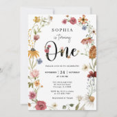 Invitation Thème fleur sauvage Fille 1er anniversaire Invitat (Devant)