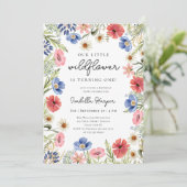 Invitation Thème fleur sauvage Fille 1er anniversaire Invitat (Debout devant)