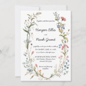 Invitation Thème fleur sauvage Pastel Blue Mariage écrit à la (Devant)