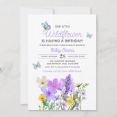 Invitation Thème Fleur sauvage violet Anniversaire de la fill (Devant)