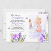 Invitation Thème Fleur sauvage violet Fête d'anniversaire de (Devant)