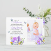 Invitation Thème Fleur sauvage violet Fête d'anniversaire de (Debout devant)