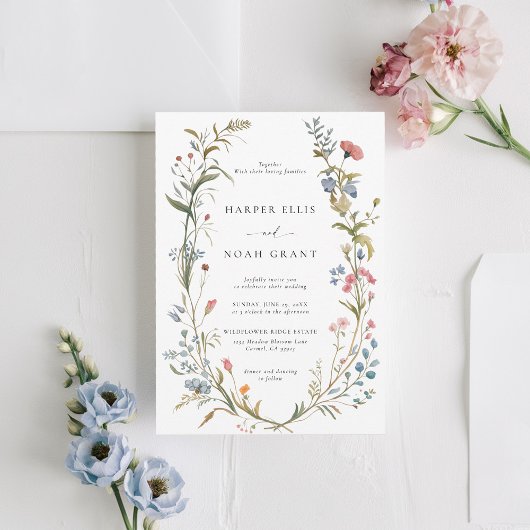 Invitation Thème fleur sauvage Whimsical Pastels Moderne Mari