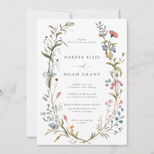 Invitation Thème fleur sauvage Whimsical Pastels Moderne Mari (Devant)