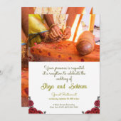 Invitation Thème Floral du Rose Mariage indien (Devant / Derrière)