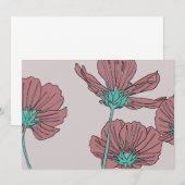 Invitation Thème floral, motif pavot (Devant / Derrière)
