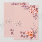 Invitation Thème floral rose (Devant / Derrière)