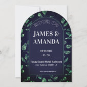 Invitation Thème floral vert et bleu élégant (Devant)