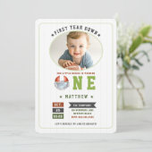 Invitation Thème Football Première année bas garçon 1er anniv (Debout devant)