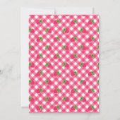 Invitation Thème Fraise Bébé Fille Gingham Rose Vert (Dos)