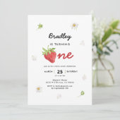 Invitation Thème fraise Berry Premier anniversaire (Debout devant)