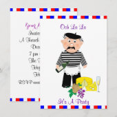 Invitation Thème français de fromage et de vin Fête amusante (Devant / Derrière)