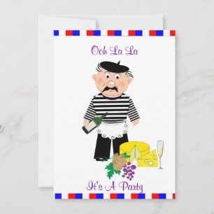 Invitation Thème français de fromage et de vin pour une fête 