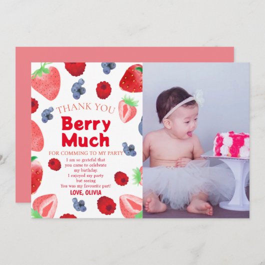 Invitation Thème Fruit 1er anniversaire (Devant / Derrière)