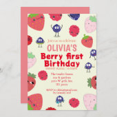 Invitation Thème fruit pour 1er anniversaire (Devant / Derrière)