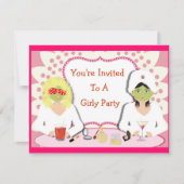 Invitation Thème Fun Girly Pamper Party (Devant)