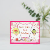Invitation Thème Fun Girly Pamper Party (Debout devant)