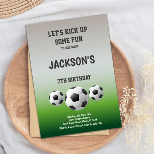 Invitation Thème Fun Green Football Party