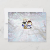 Invitation Thème Géométrique Or & Fleurs Jacaranda (Dos)