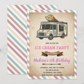 Invitation thème glace camion vintage (Devant / Derrière)