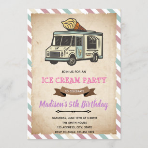 Invitation thème glace vintage camion