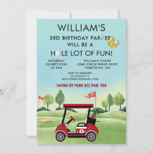Invitation Thème golf garçon 3e anniversaire Par-Tee
