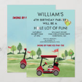 Invitation Thème golf garçon 4e anniversaire Par-Tee (Devant / Derrière)