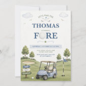 Invitation Thème golfique garçon 4e anniversaire (Devant)