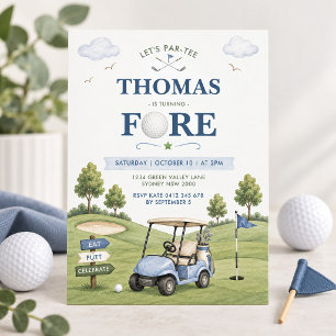 Invitation Thème golfique garçon 4e anniversaire