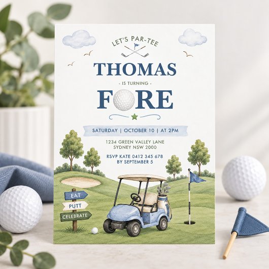 Invitation Thème golfique garçon 4e anniversaire