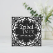 Invitation Thème gothique médiéval tribal noir et blanc pour (Debout devant)