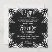 Invitation Thème gothique médiéval tribal noir et blanc pour (Dos)