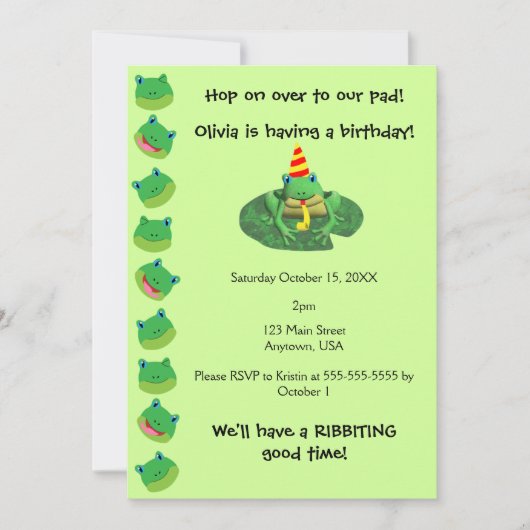 Invitation Thème grenouille (Devant)